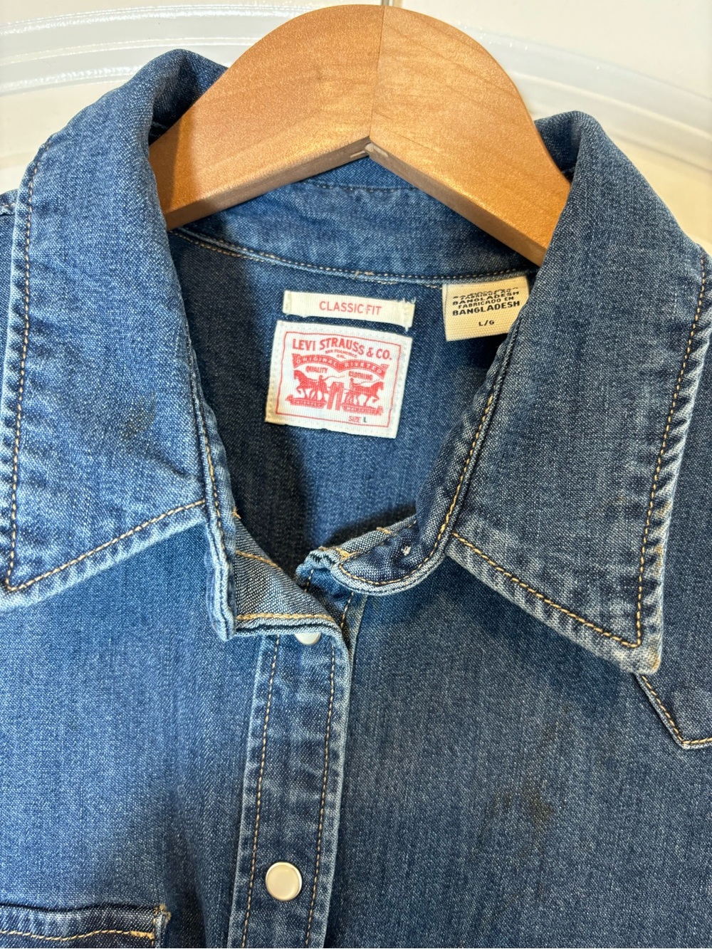 Levi's Blue Denim Western Snap Shirt - Picture 2 of 4